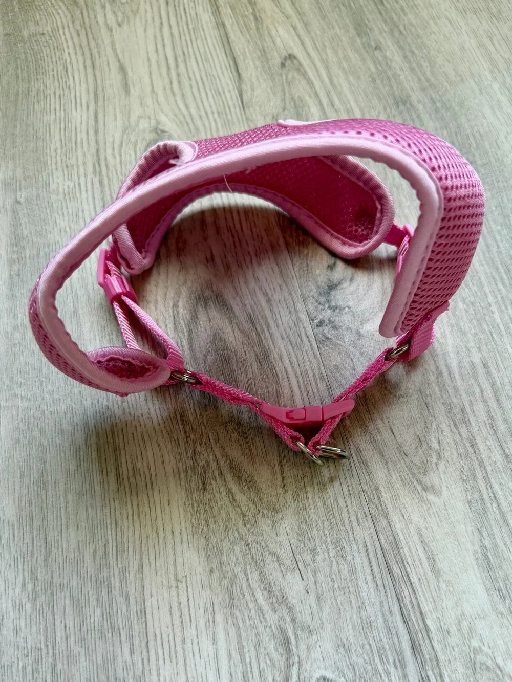 Small Dog Harness in Pink Breathable Mesh with White Paw Print Accent - size XS